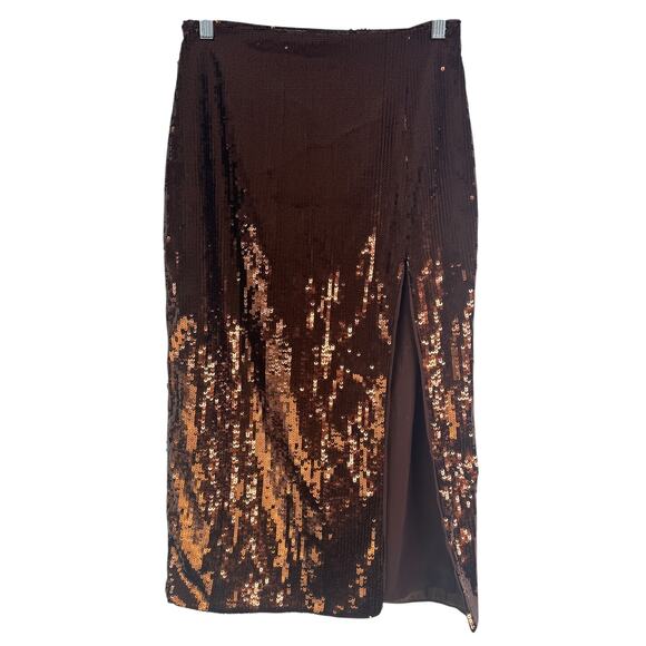 Camila Coelho Ava Crop Top Audrey Skirt Matching Set Sequin Chocolate Brown Sm S - Picture 7 of 12